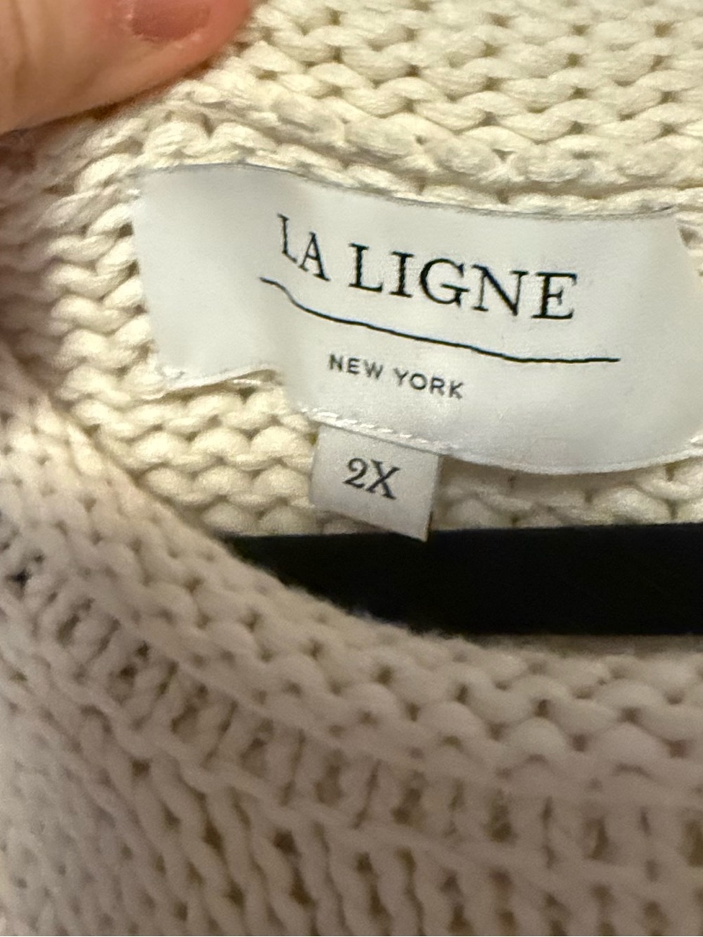 La Ligne Cream & pink  Striped Knit  Cotton Sweater - Picture 4 of 4